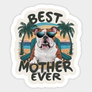 Bulldog  dogs and a mom funny Sticker